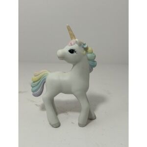 Vintage 1983 Enesco Porcelain Unicorn Figurine Pastel Rainbow Mane Flower 1980s